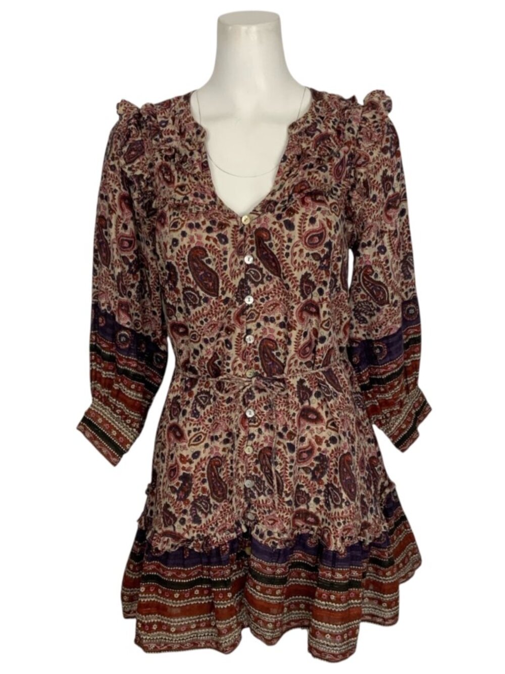 Cleobella Reign Mini Dress XS Laurel Block Print